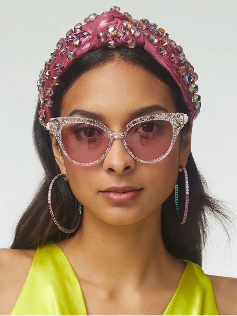 RARE Designer Lele Sadoughi Sunglasses Rose Glitter Chelsea Cat-eye NWT Paradise
